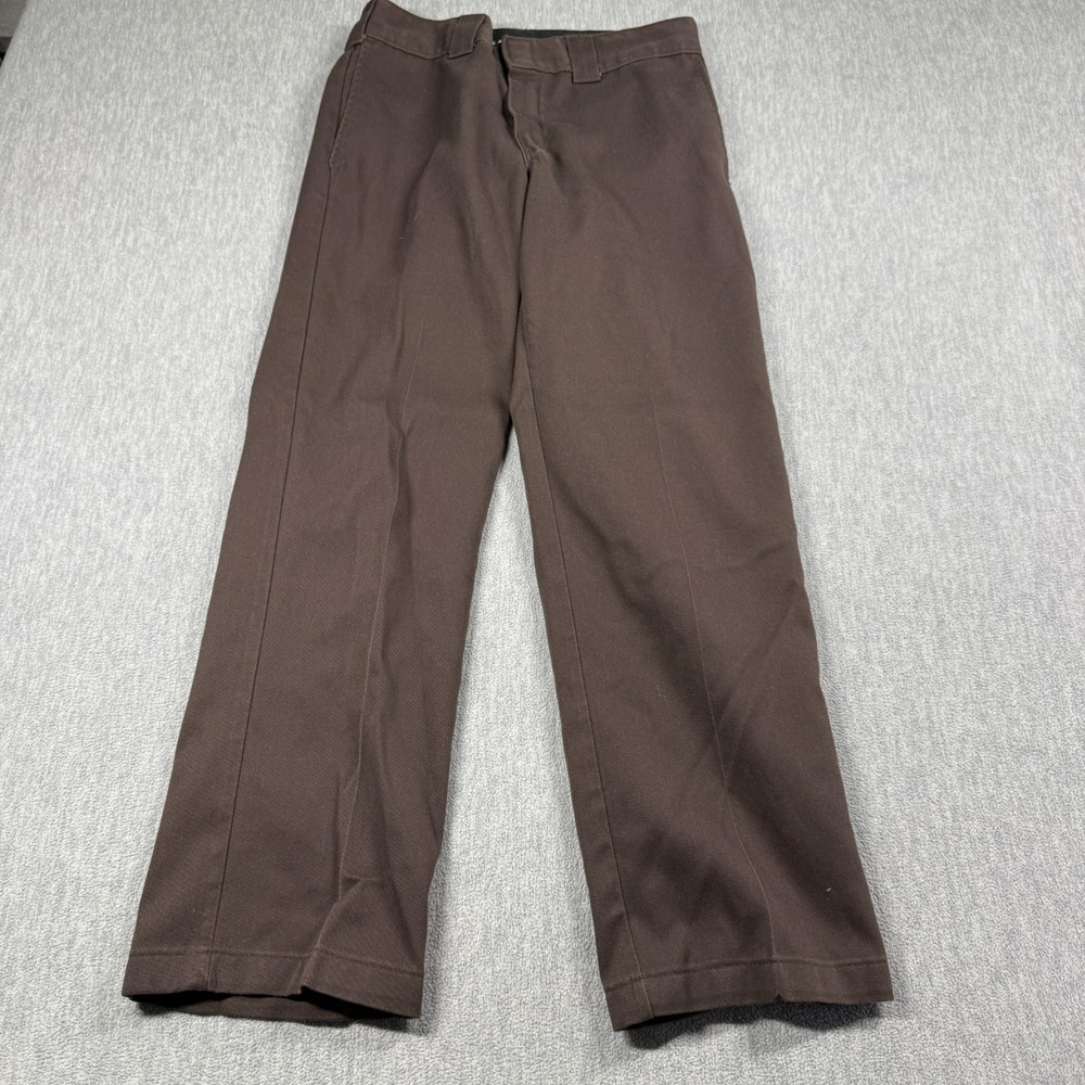 Dickies Pants Mens Brown 874 Flex Original Fit Flat Front Straight Work Trousers